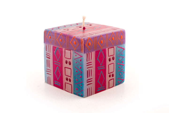 Blue Moon 3x3x3 cube.  Turquoise, fuchsia, and purple with touch of orange.