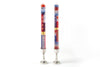 Red, White & Blue hand crafted taper candles in pewter taper holders. Red, white, blue, and gold pigment paintings.