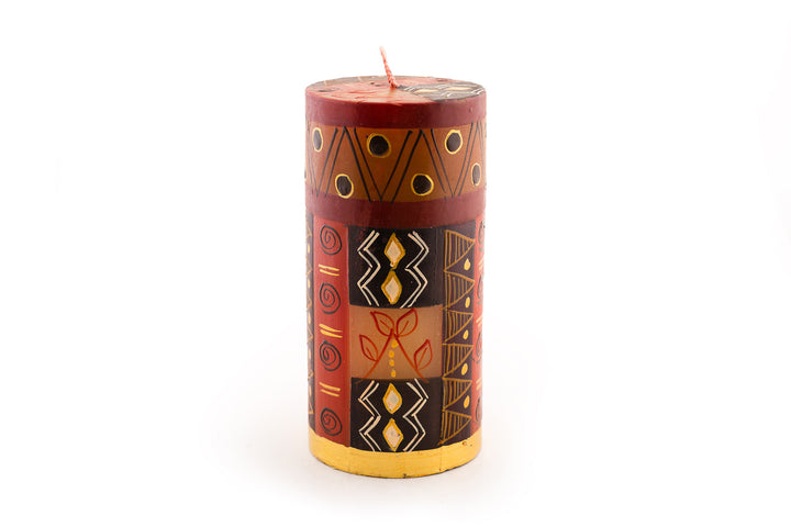Safari Gold 3 x 6 pillar. Shades of brown and rust with accents of gold in 'african' designs.