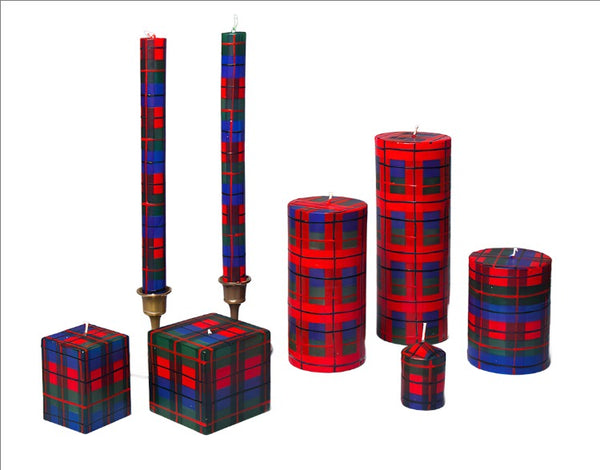 Gracious Coast Tartan Candle Collection is a wonderful pattern of red, blue and green.  Fair trade candles.